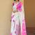 off white floral linen blend kasavu saree with satin blouse