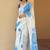 white embroidered silk blend kasavu saree with blouse