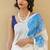 white embroidered silk blend kasavu saree with blouse