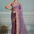 lavender embroidered silk blend kasavu saree with blouse