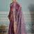 lavender embroidered silk blend kasavu saree with blouse