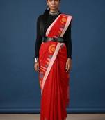 red zari pure cotton kasavu saree with blouse