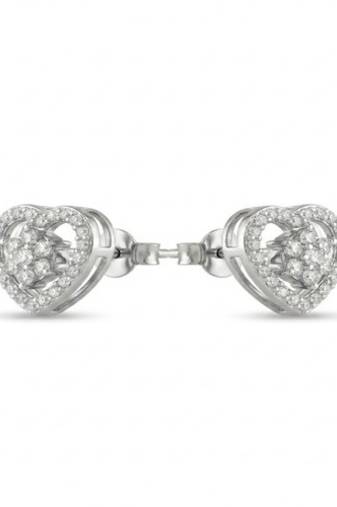 925 sterling silver Heart Diamond Halo Stud Earrings