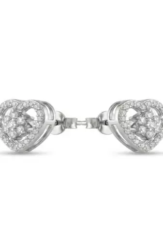 925 sterling silver Heart Diamond Halo Stud Earrings