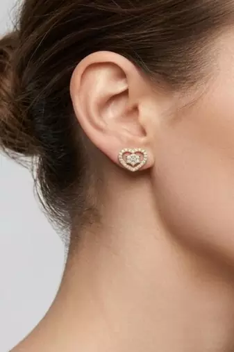925 sterling silver Heart Diamond Halo Stud Earrings