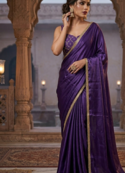 Designer Chinon Saree Decorated With Readymade Gold Sequence Lace  And Sequence Embroidered Unstitched  Blouse Piece