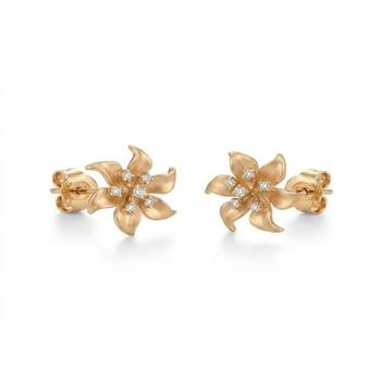925 sterling silver Rose Gold Flower Diamond Stud Earrings 1