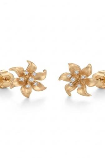 925 sterling silver Rose Gold Flower Diamond Stud Earrings