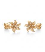 925 sterling silver Rose Gold Flower Diamond Stud Earrings