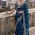 Blue Color Sequins and zari embroidery work Satin Saree