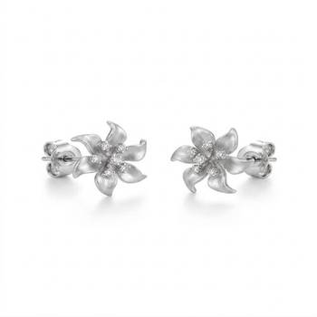 925 sterling silver Flower Diamond Stud Earrings 1