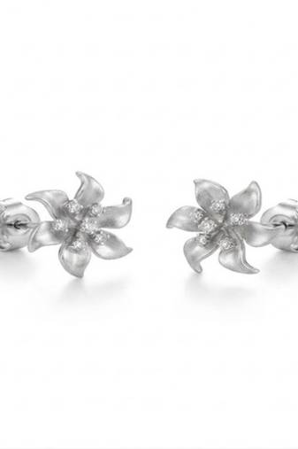 925 sterling silver Flower Diamond Stud Earrings