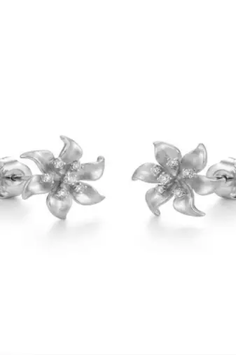 925 sterling silver Flower Diamond Stud Earrings