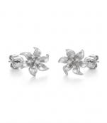 925 sterling silver Flower Diamond Stud Earrings