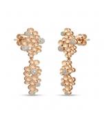 925 sterling silver Floral Dangle Earrings with Diamond Accents