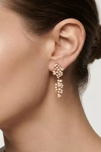 925 sterling silver Floral Dangle Earrings with Diamond Accents