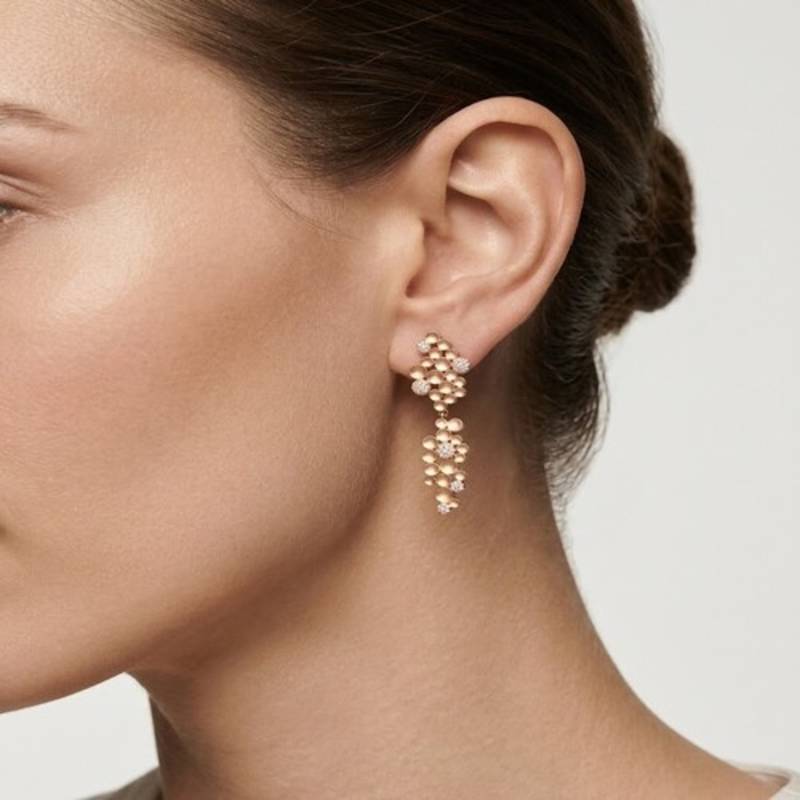 925 sterling silver Floral Dangle Earrings with Diamond Accents