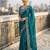 Peacock Blue Color Sequins and zari embroidery work Satin Saree