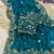 Peacock Blue Color Sequins and zari embroidery work Satin Saree