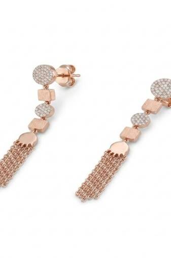 925 sterling silver Rose Gold Diamond Tassel Drop Earrings