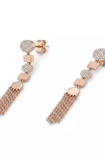 925 sterling silver Rose Gold Diamond Tassel Drop Earrings
