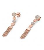 925 sterling silver Rose Gold Diamond Tassel Drop Earrings