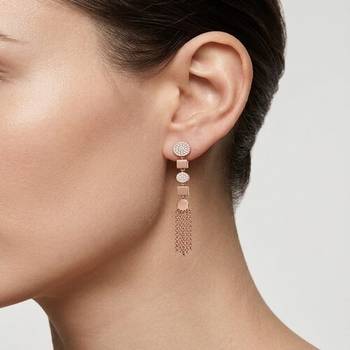 925 sterling silver Rose Gold Diamond Tassel Drop Earrings 2
