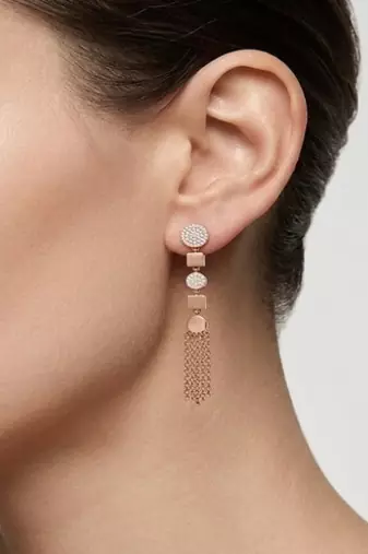 925 sterling silver Rose Gold Diamond Tassel Drop Earrings