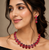 Ruby ad stone rhodium-plated necklace set with earrings