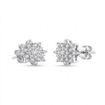 925 sterling silver Starburst Diamond Stud Earrings 1