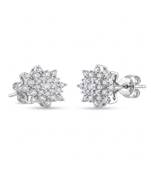 925 sterling silver Starburst Diamond Stud Earrings