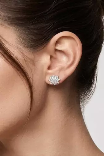 925 sterling silver Starburst Diamond Stud Earrings