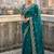 Teal Color Sequins and zari embroidery work Satin Saree