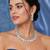 White ad stone rhodium-plated necklace set with earrings
