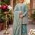 Kids girls sea green fendy silk peplum kurti with palazzo and dupatta set