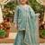Girls sea green golden fendy silk embroidered work sharara suit set