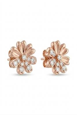 925 sterling silver Flower Earrings with Diamond Accents 1
