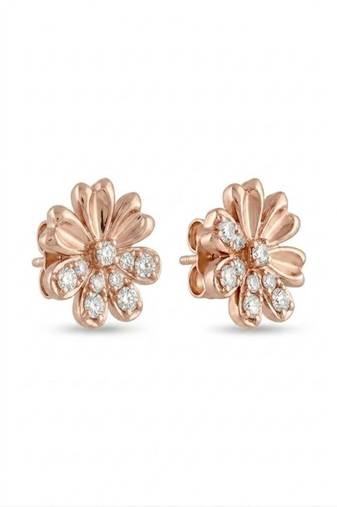 925 sterling silver Flower Earrings with Diamond Accents