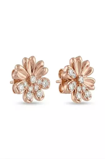 925 sterling silver Flower Earrings with Diamond Accents