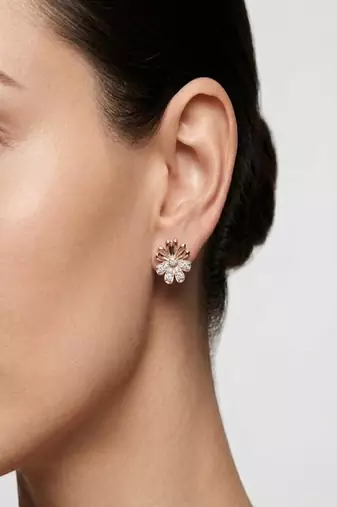 925 sterling silver Flower Earrings with Diamond Accents