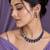 Purple ad stone rhodium-plated necklace set with earrings