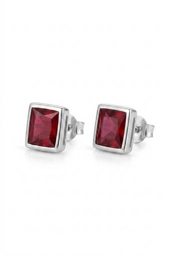 925 sterling silver Square Red Gemstone Stud Earrings