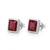 925 sterling silver Square Red Gemstone Stud Earrings