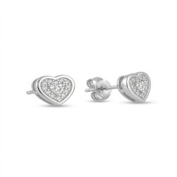 925 sterling silver Classic Heart Shape Diamond Stud Earrings 1