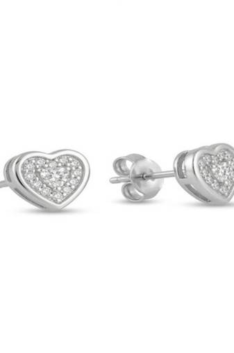 925 sterling silver Classic Heart Shape Diamond Stud Earrings