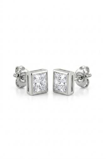 925 sterling silver Princess Cut Diamond Stud Earrings
