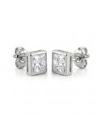 925 sterling silver Princess Cut Diamond Stud Earrings