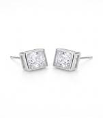925 sterling silver Princess Cut Diamond Stud Earrings