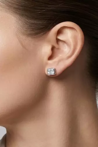 925 sterling silver Princess Cut Diamond Stud Earrings
