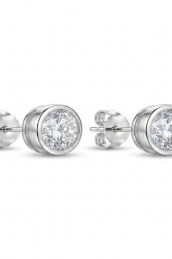 925 sterling silver Classic Bezel Diamond Stud Earrings